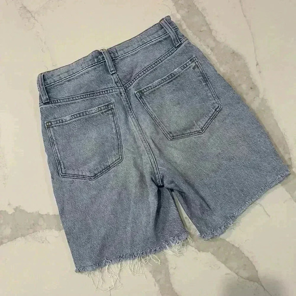 Madewell HighRise Denim MidLength Jean Shorts RawHem Light Vintage Wash Women 24 - Picture 4 of 7